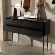 Storage Rectangle Wood Black Console Table with Drawer