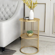 Storage Round Metal Frame Gold 2 Tiers Side Tables