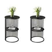 Storage Round Metal Frame Gold 2 Tiers Side Tables