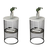 Storage Round Metal Frame Gold 2 Tiers Side Tables