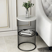 Storage Round Metal Frame Gold 2 Tiers Side Tables