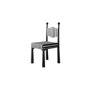 Striped Upholstered Wood Open Back Dining Side Chair