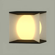 Stylish Black Cube Ball Solar Metal Outdoor Pillar Light
