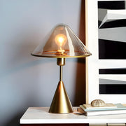 Stylish Conical Clear Glass Shade Metal Base Table Lamp