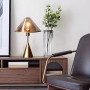 Stylish Conical Clear Glass Shade Metal Base Table Lamp