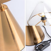 Stylish Conical Clear Glass Shade Metal Base Table Lamp