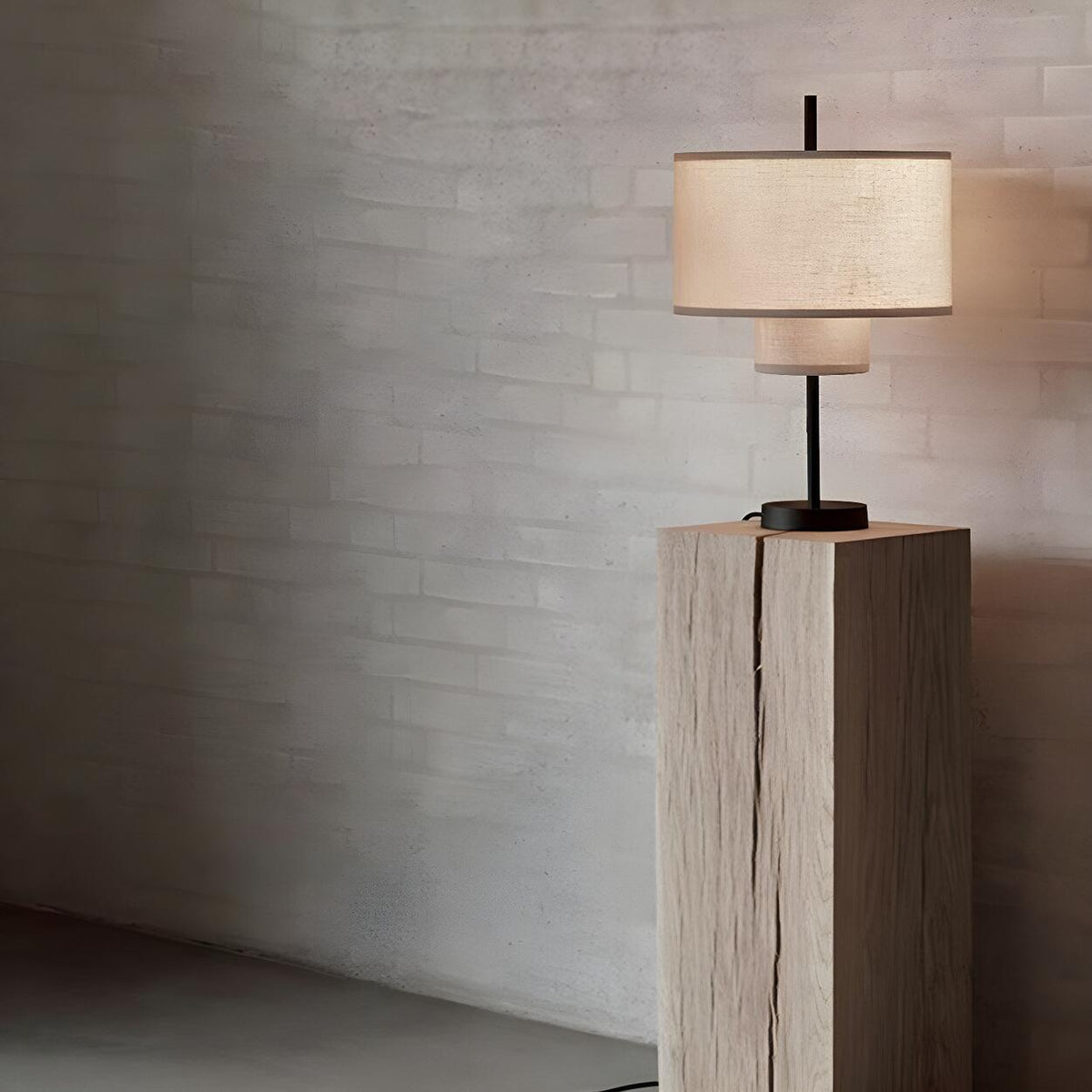 Stylish Geometric Fabric Shade Cylinder Table Lamp