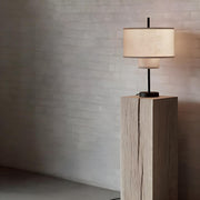 Stylish Geometric Fabric Shade Cylinder Table Lamp
