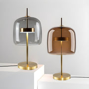 Stylish Glass Dome Geometric Brass Finish Table Lamp