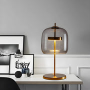 Stylish Glass Dome Geometric Brass Finish Table Lamp