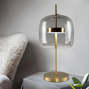 Stylish Glass Dome Geometric Brass Finish Table Lamp