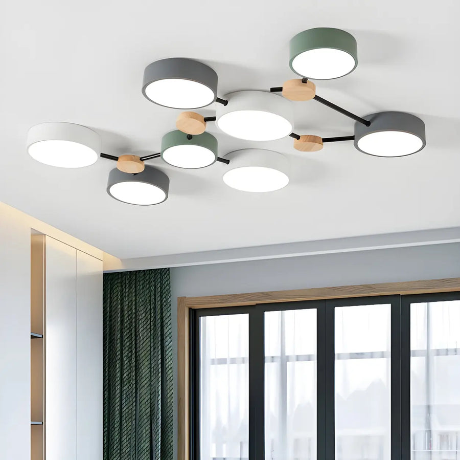 Stylish Modular Round LED Semi-Flush Mount Lamp 4-Light