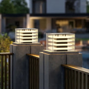 Stylish Multi-layered Square Glass Outdoor Solar Pillar Lamp