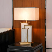 Stylish Rectangular Fabric Gold Bedroom Table Lamp