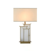 Stylish Rectangular Fabric Gold Bedroom Table Lamp