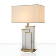 Stylish Rectangular Fabric Gold Bedroom Table Lamp