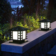 Unique Geometric Round Solar Outdoor Table Lamp Pillar Light