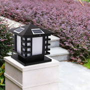 Unique Geometric Round Solar Outdoor Table Lamp Pillar Light