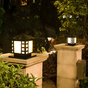 Unique Geometric Round Solar Outdoor Table Lamp Pillar Light
