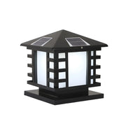 Unique Geometric Round Solar Outdoor Table Lamp Pillar Light