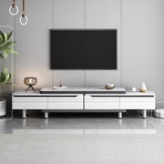 Stylish White Rectangle Stone Open Storage TV Stand