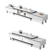 Stylish White Rectangle Stone Open Storage TV Stand