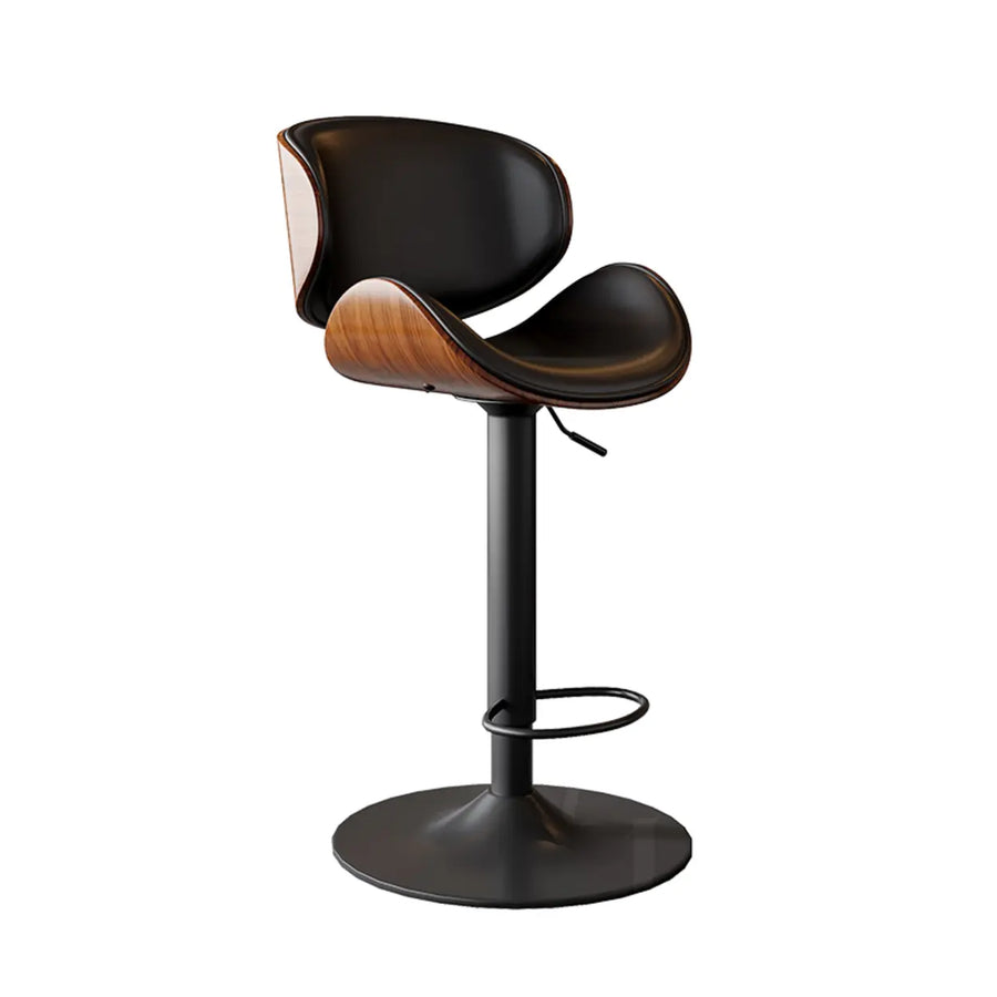 Swivel Bucket Leather Low Back Bar Stool with Footrest