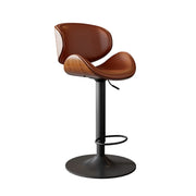 Swivel Bucket Leather Low Back Bar Stool with Footrest