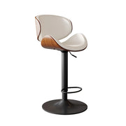 Swivel Bucket Leather Low Back Bar Stool with Footrest