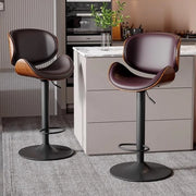 Swivel Bucket Leather Low Back Bar Stool with Footrest