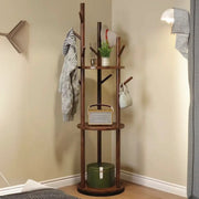 Swivel Tree Shape Nut-Brown Hooks Coat Rack
