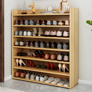 Tall Wood Free Standing Natural Closed Back Large Shoe Rack