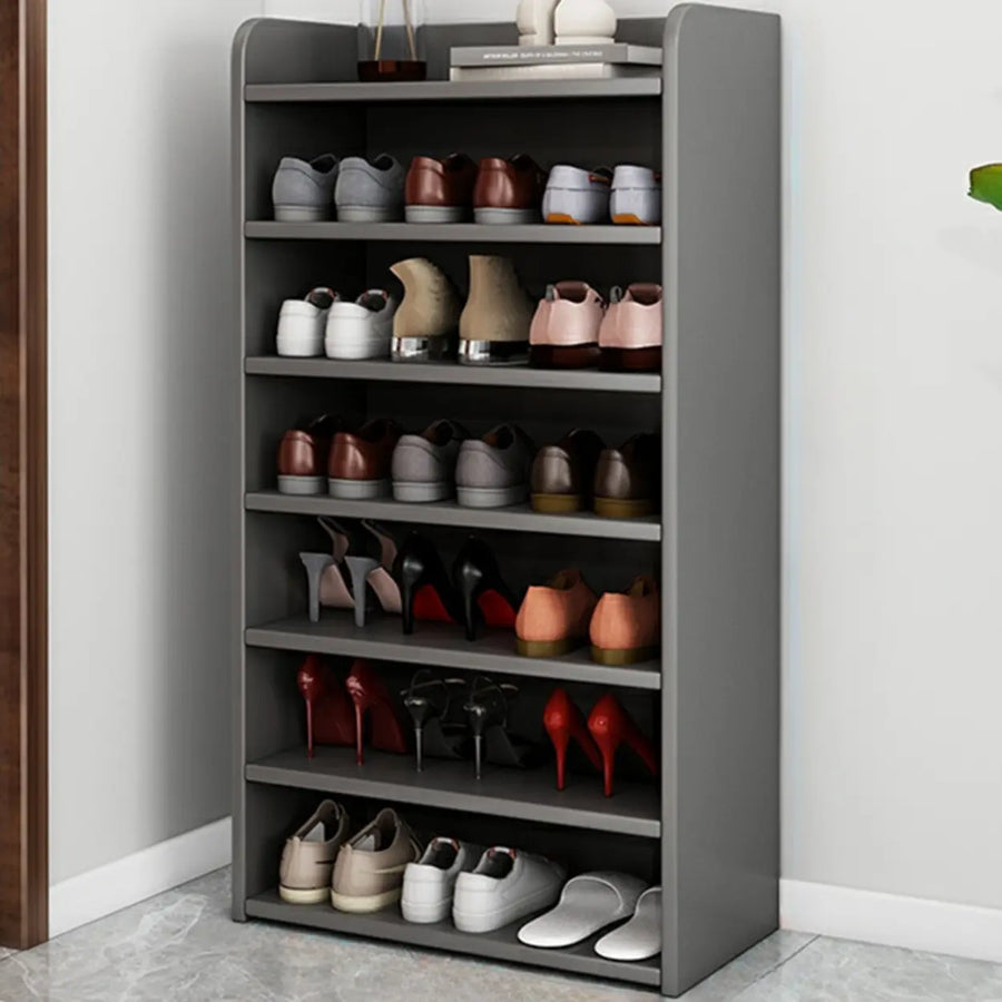 Tall Wood Free Standing Natural Closed Back Large Shoe Rack