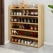 Tall Wood Free Standing Natural Closed Back Large Shoe Rack