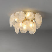 Textured Glass Discs Gold Tiered Semi-Flush Mount Light