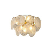 Textured Glass Discs Gold Tiered Semi-Flush Mount Light