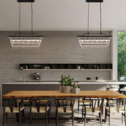 Tiered Droplets Rectangular Crystal Chandelier Light