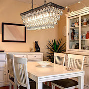 Tiered Droplets Rectangular Crystal Chandelier Light