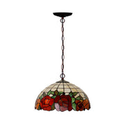 Tiffany Dome Stained Glass Red Flower Cafe Chandelier