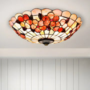 Tiffany Flower Pattern Shell Glass Flush Mount Light