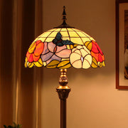 Tiffany Stained Dome Glass Bronze Base Floor Lamp