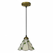 Tiffany Stained Glass Green Leaves Dome Pendant Light