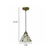 Tiffany Stained Glass Green Leaves Dome Pendant Light