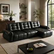 Top-Grain Leather Power Reclining Sofa with Sliding Chaise