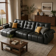 Top-Grain Leather Power Reclining Sofa with Sliding Chaise