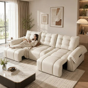 Top-Grain Leather Power Reclining Sofa with Sliding Chaise