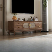 Traditional Brown Rubberwood Ventilated TV Stand