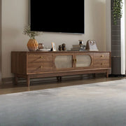 Traditional Brown Rubberwood Ventilated TV Stand