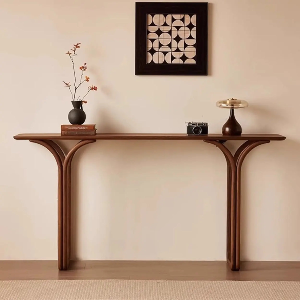 Traditional Brown Wood Rectangular Entryway Console Table