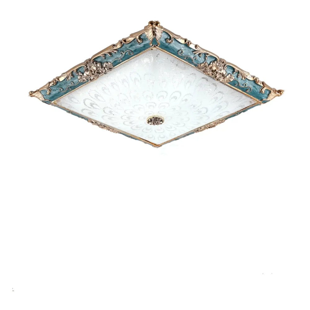 Traditional Green Square LED Flush Mount Ceiling Light
